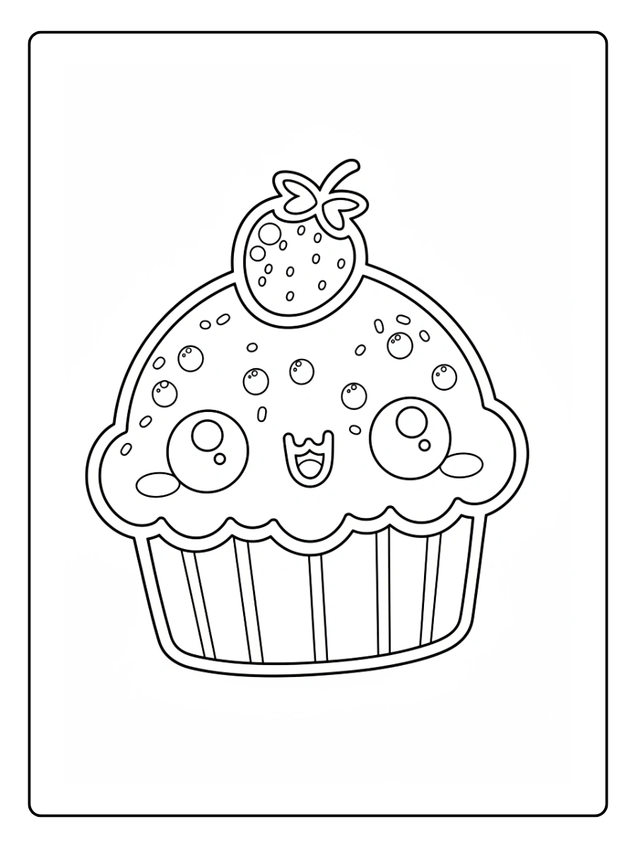Coloriage Cupcake Kawaii (5)