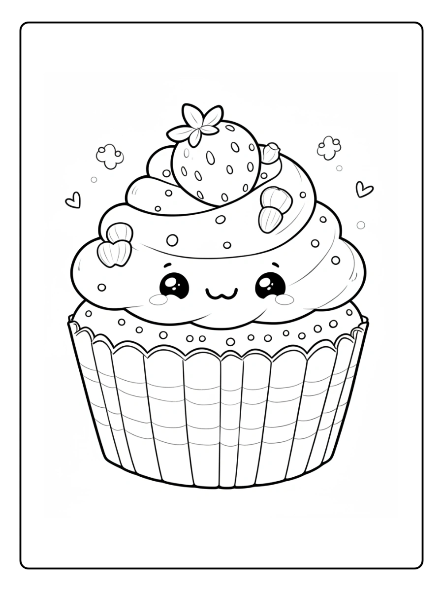 Coloriage Cupcake Kawaii (8)