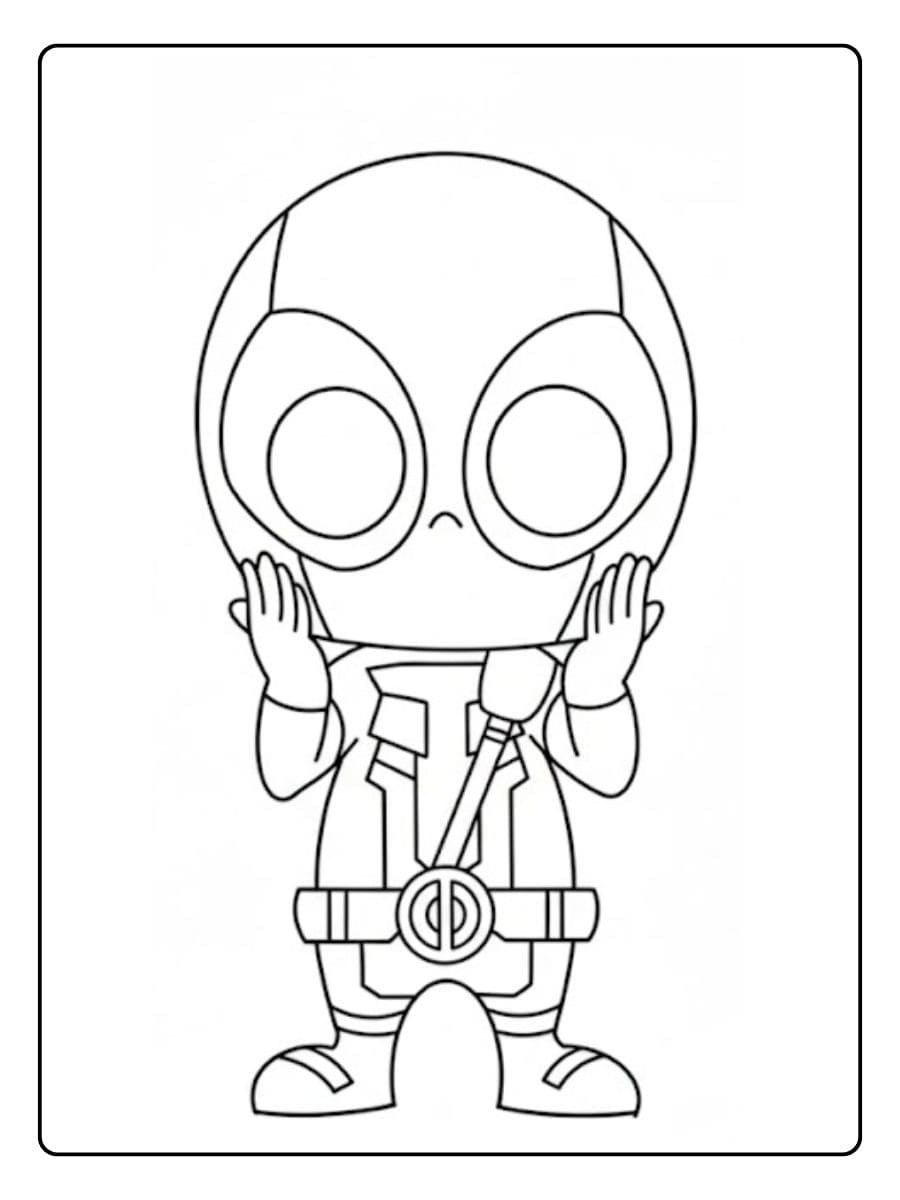 Coloriage Deadpool Kawaii Épées Croisées