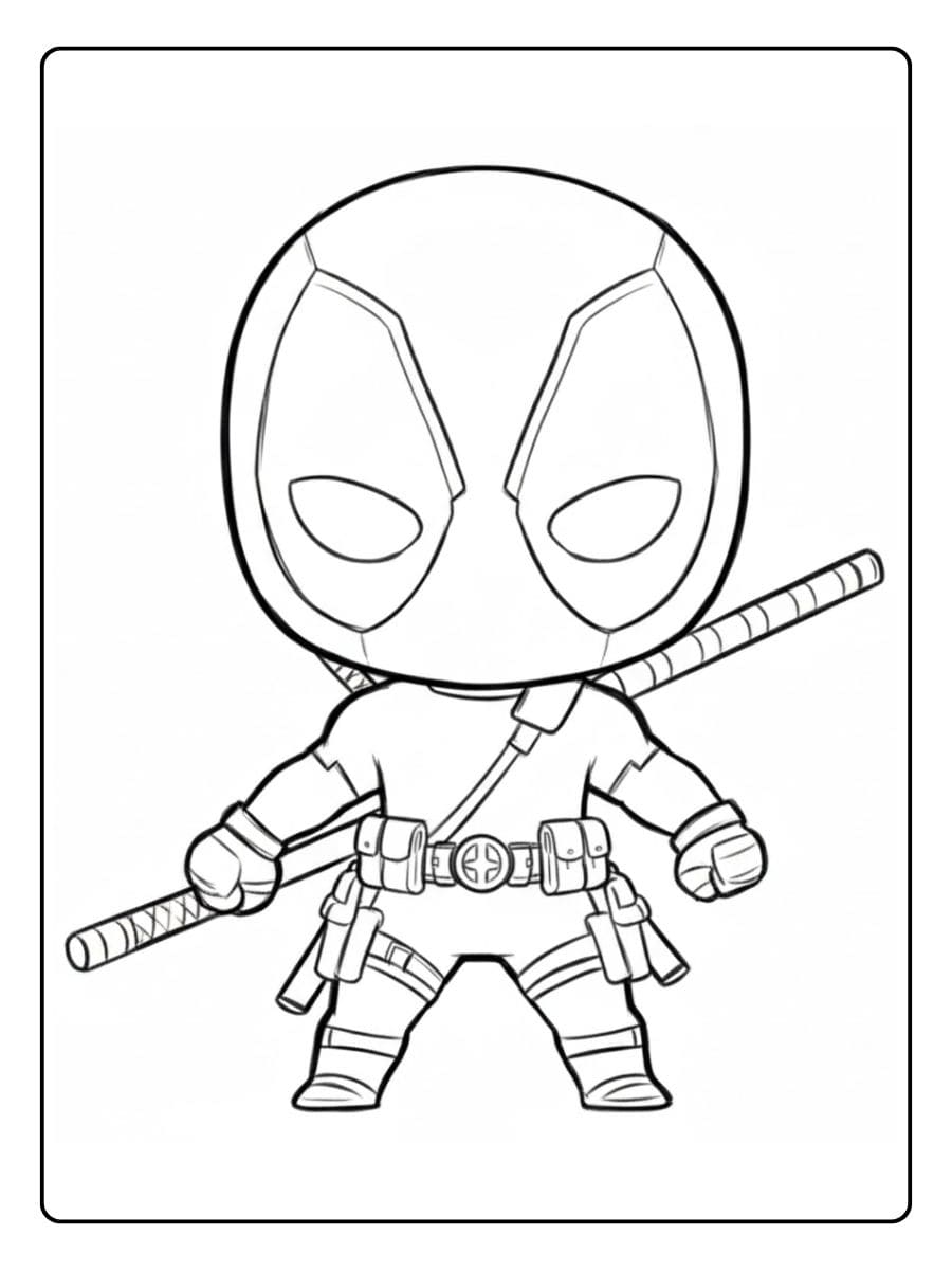 Coloriage Deadpool Kawaii L'Anti Héros Adorable