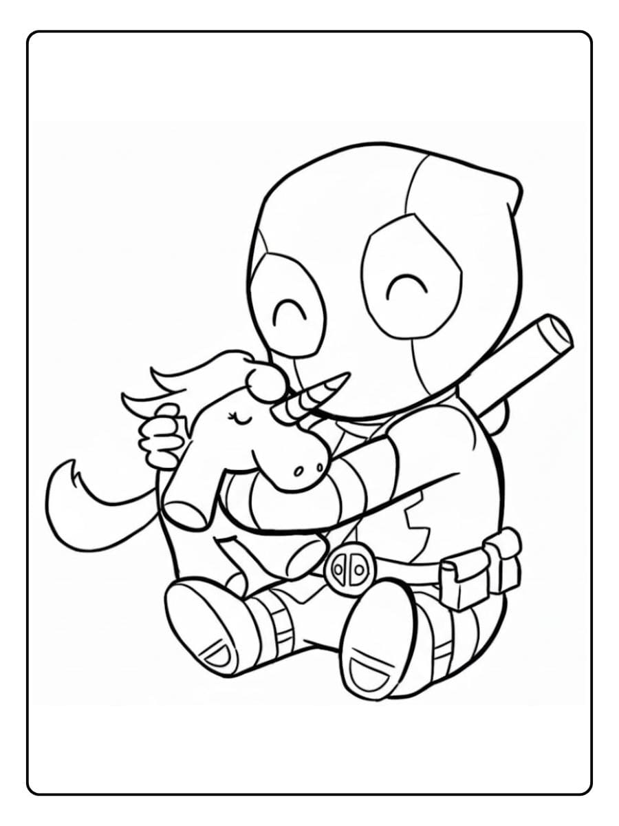 Coloriage Deadpool Kawaii Mignon L'Art du Super Héros Décalé