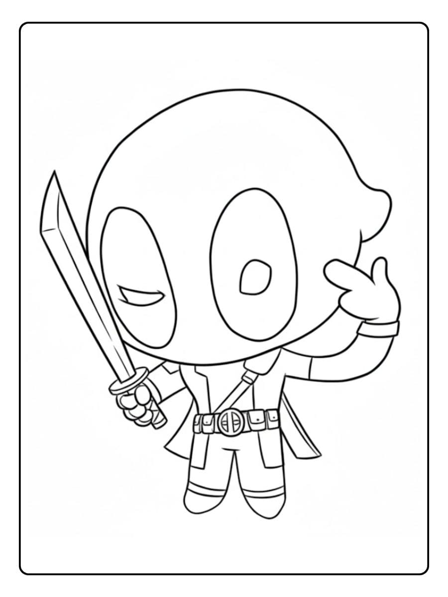 Coloriage Deadpool Kawaii à Imprimer
