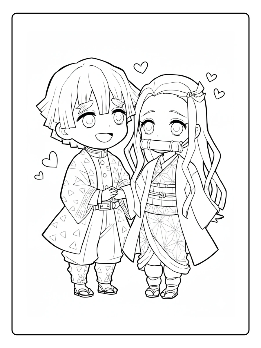 Coloriage Demon Slayer Kawaii (4)