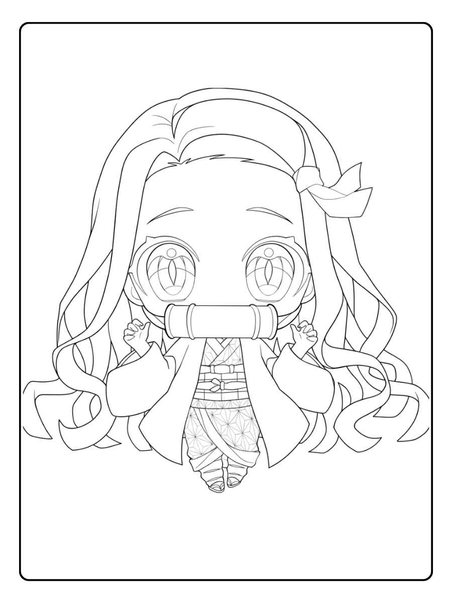 Coloriage Demon Slayer Kawaii Nezuko Mignonne