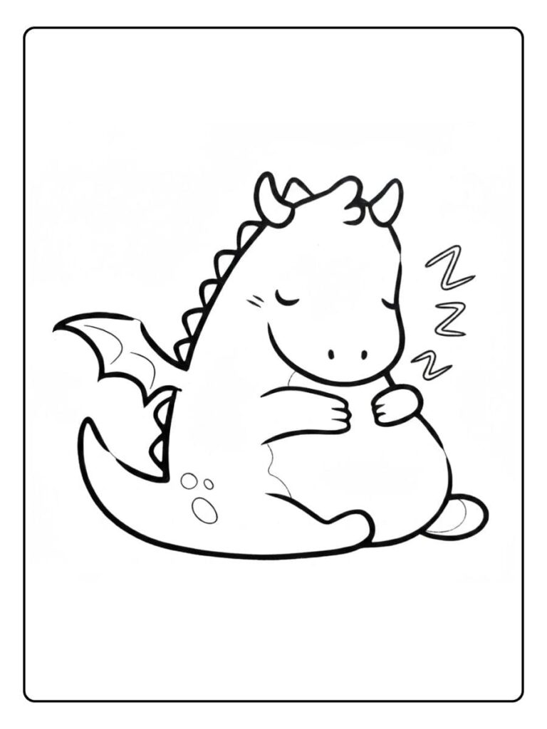 Coloriage Gratuit à Imprimer – Dessins à Colorier PDF & PNG 179 Coloriage Dragon Kawaii Endormi