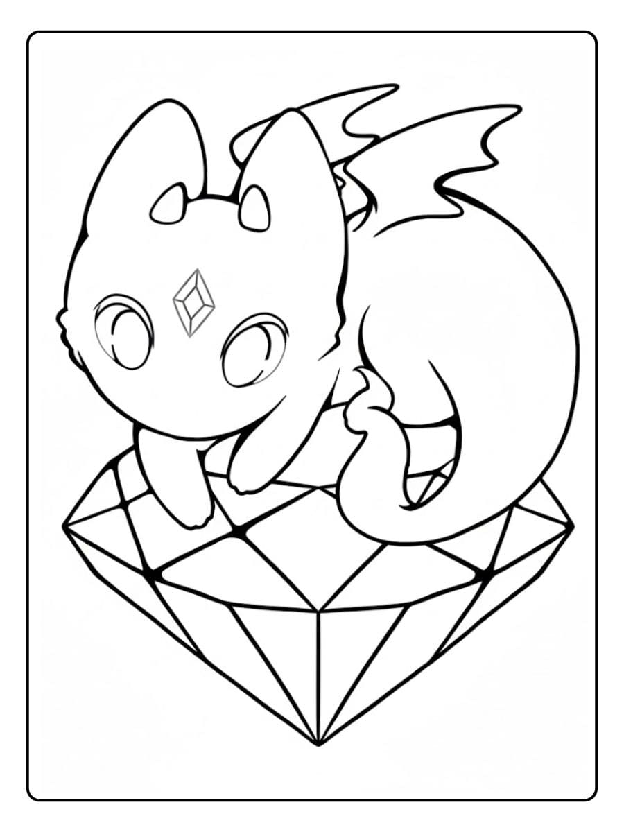 Coloriage Dragon Kawaii Endormi et Doux