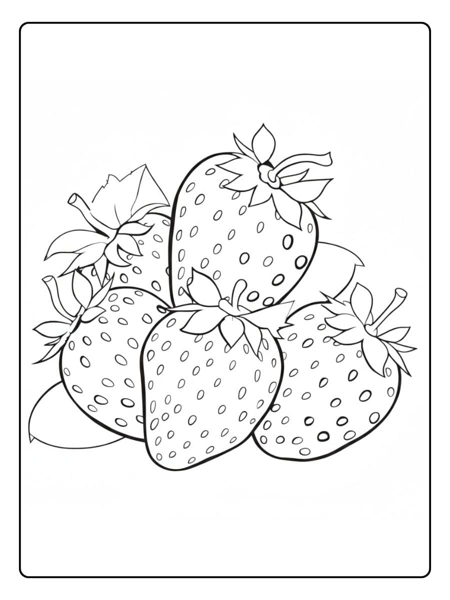 Coloriage Fraise A Bunch of Strawberries Outline