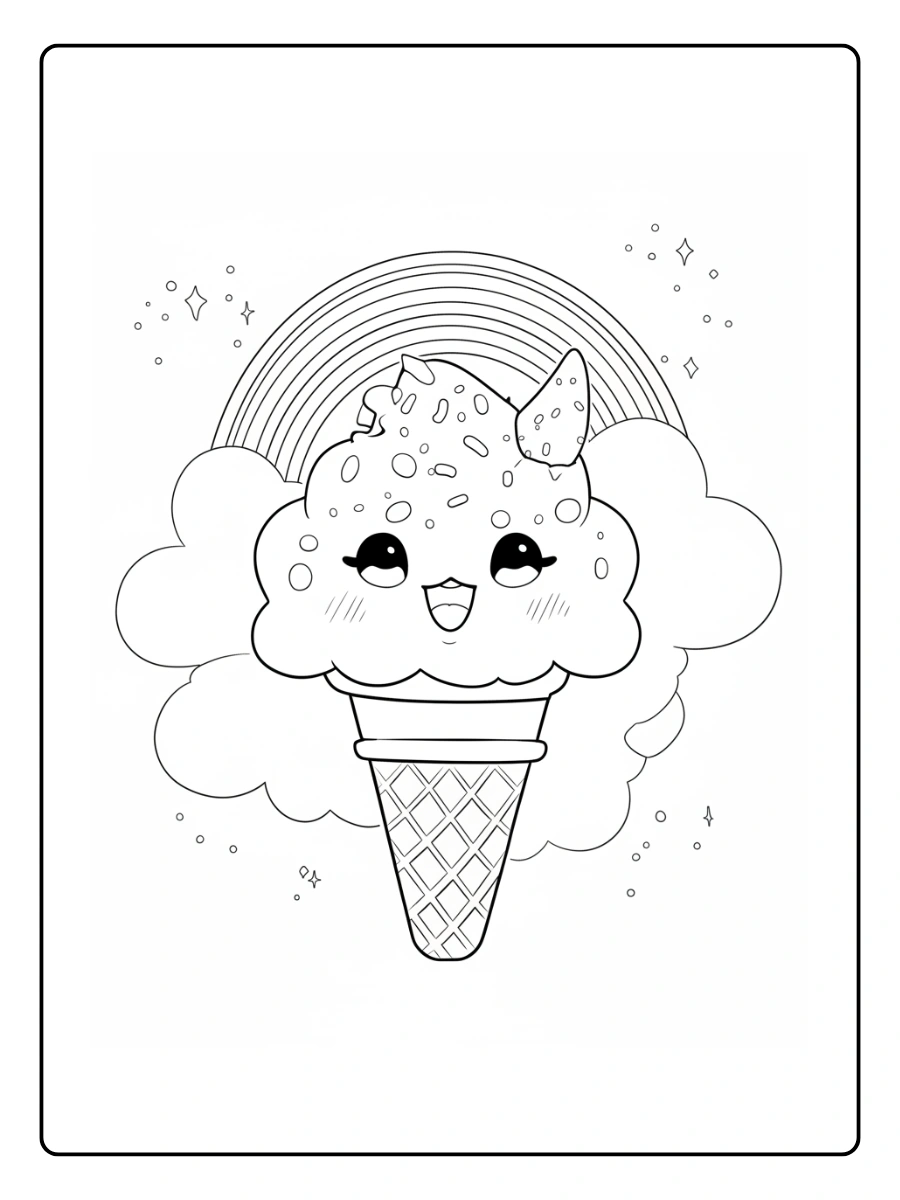 Coloriage Glace Kawaii (1)
