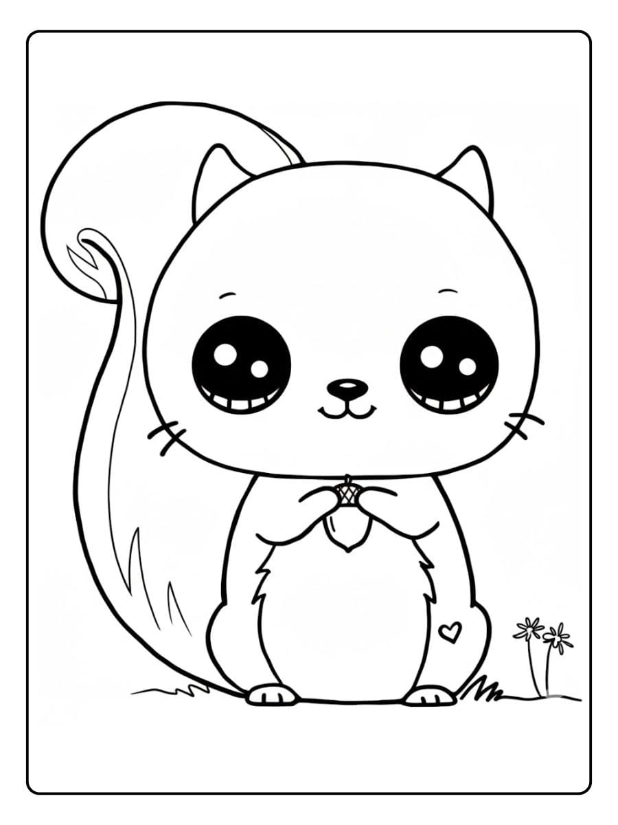 Coloriage Hamster Kawaii Mignon Dessin au Trait Simple