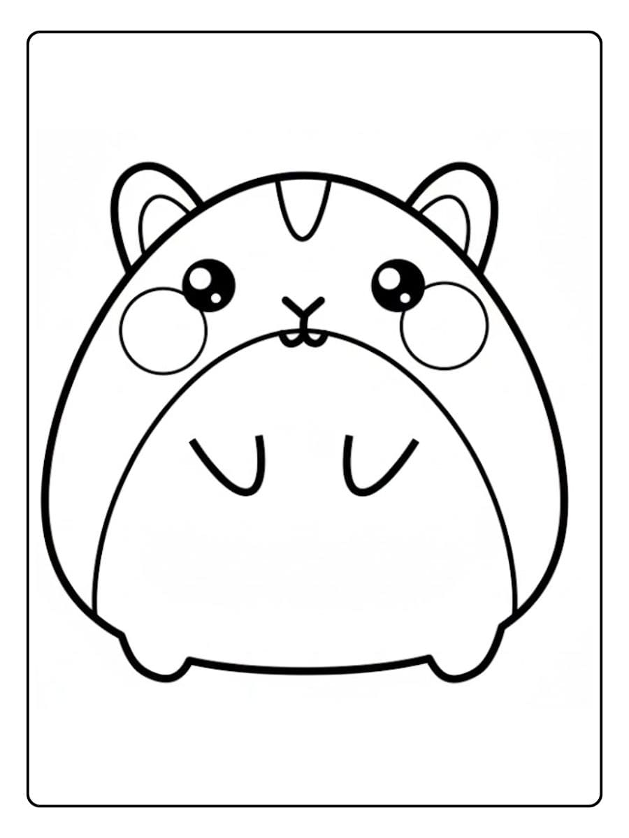 Coloriage Hamster Kawaii Souris Mignonne et Joyeuse