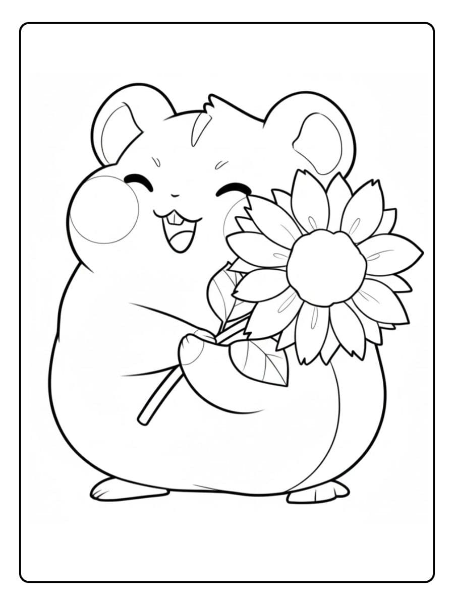 Coloriage Hamster Kawaii Tête Simple