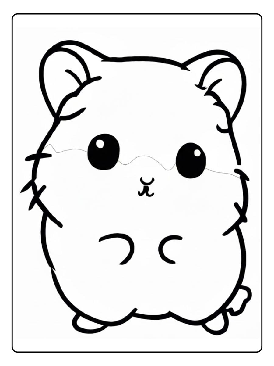 Coloriage Hamster Kawaii avec Joues Gonflées