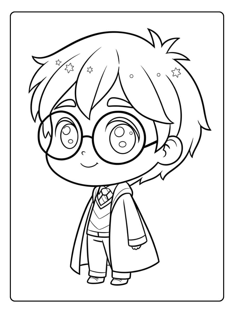 Coloriage Harry Potter Kawaii Balai Volant