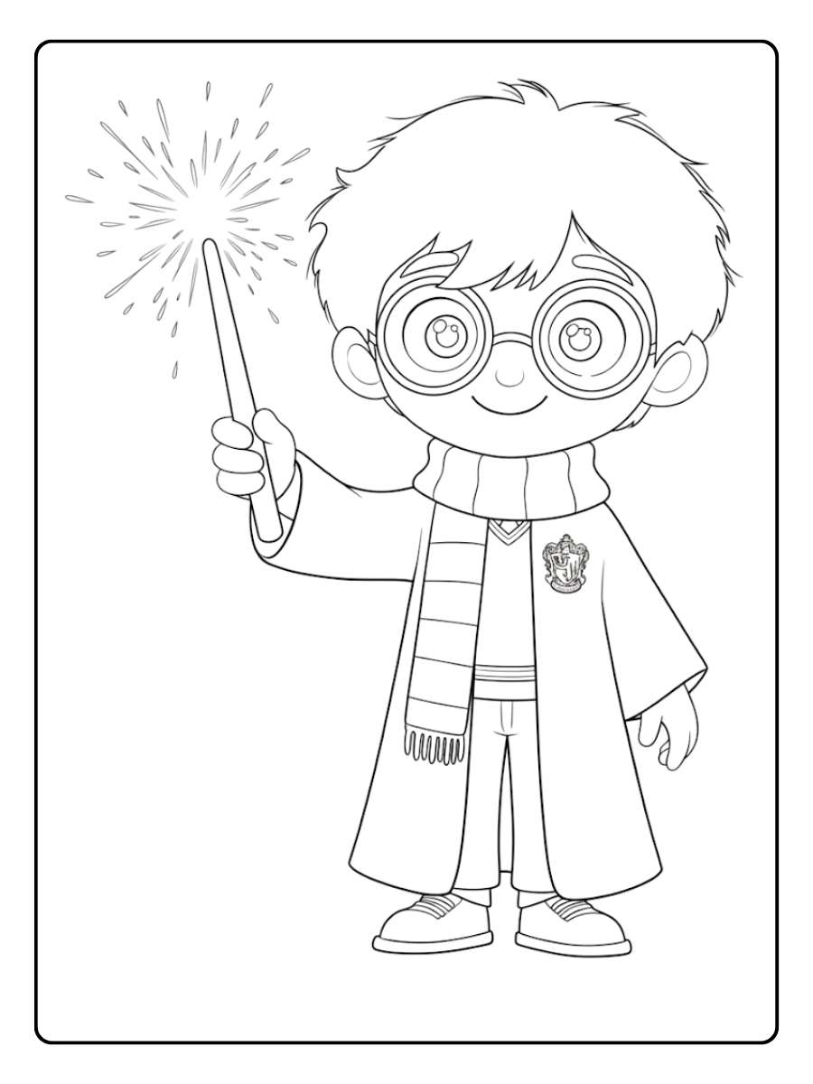 Coloriage Harry Potter Kawaii L'Apprenti Magicien Mignon