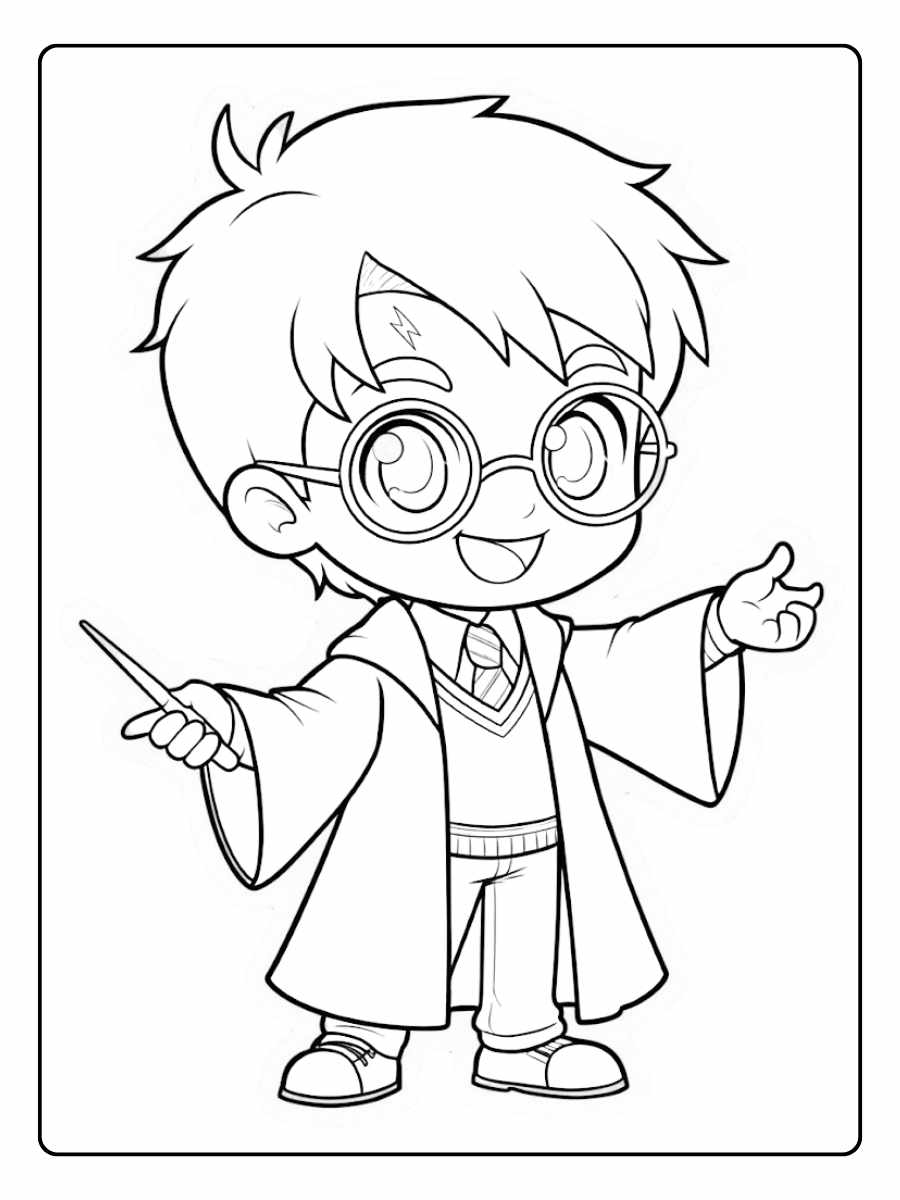Coloriage Harry Potter Kawaii Le Petit Sorcier Adorable