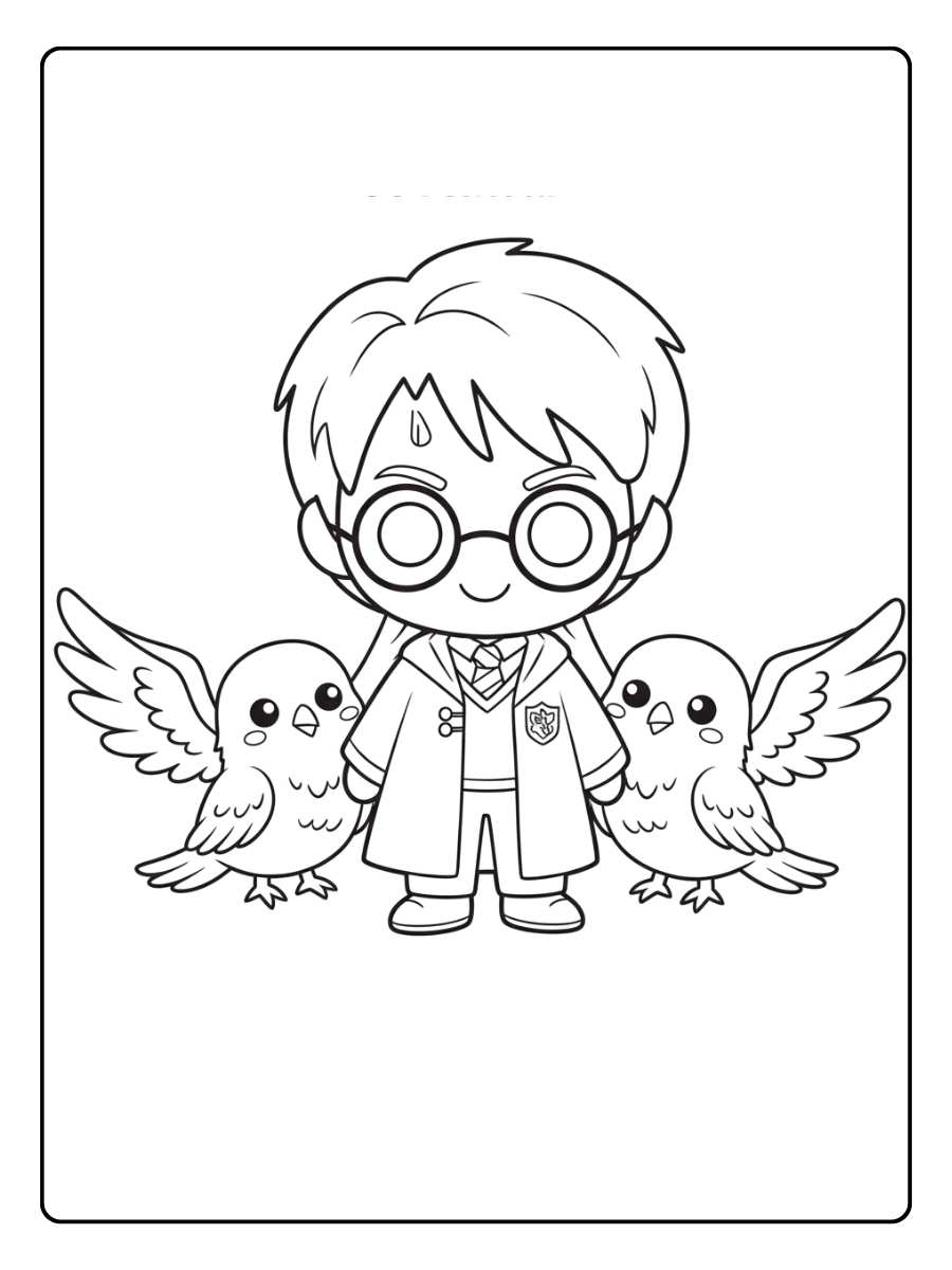 Coloriage Harry Potter Kawaii Nuit Magique