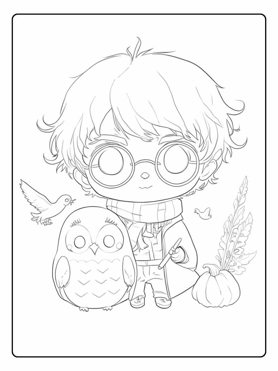 Coloriage Harry Potter Kawaii Quidditch Mignon