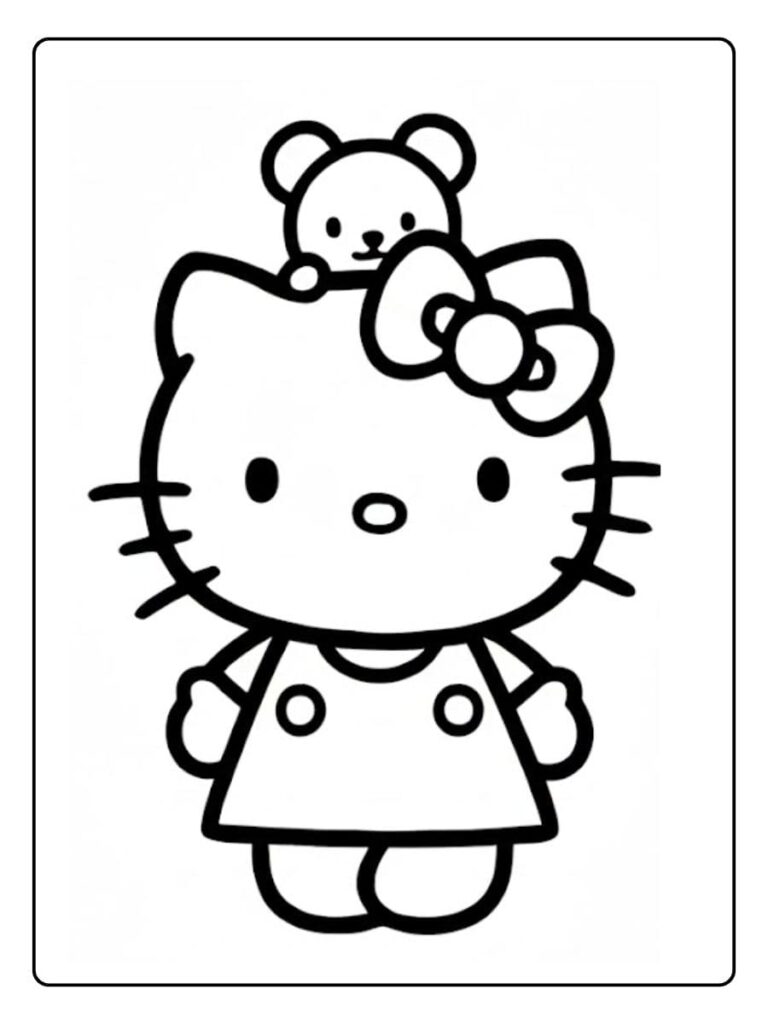 Coloriage Gratuit à Imprimer – Dessins à Colorier PDF & PNG 97 Coloriage Hello Kitty Kawaii Amie Ours en Peluche