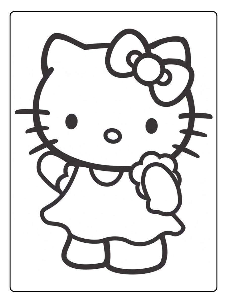 Coloriage Hello Kitty Kawaii Dessin Facile Chibi à Imprimer