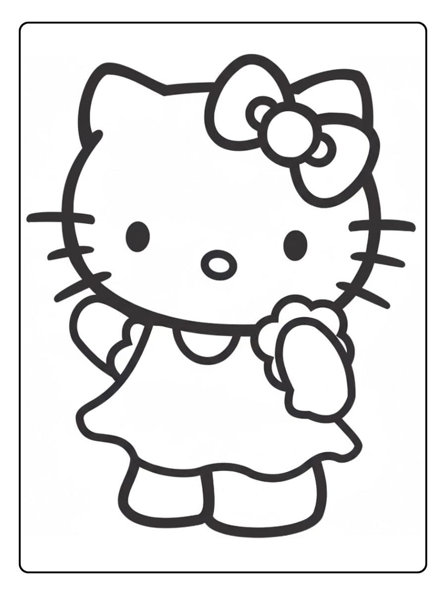 Coloriage Hello Kitty Kawaii Lignes Simples Chibi à Colorier