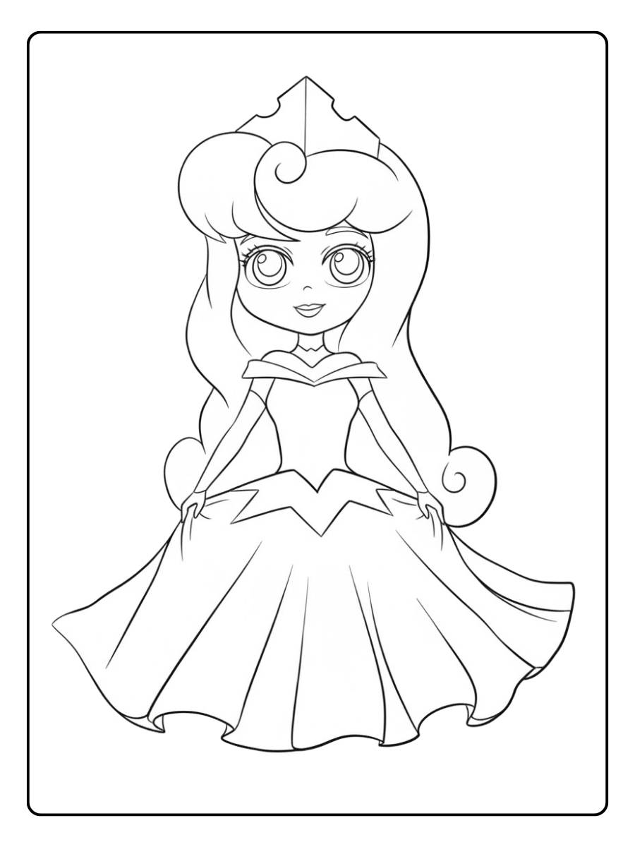 Coloriage Kawaii Disney Princesse Aurore Mignonne