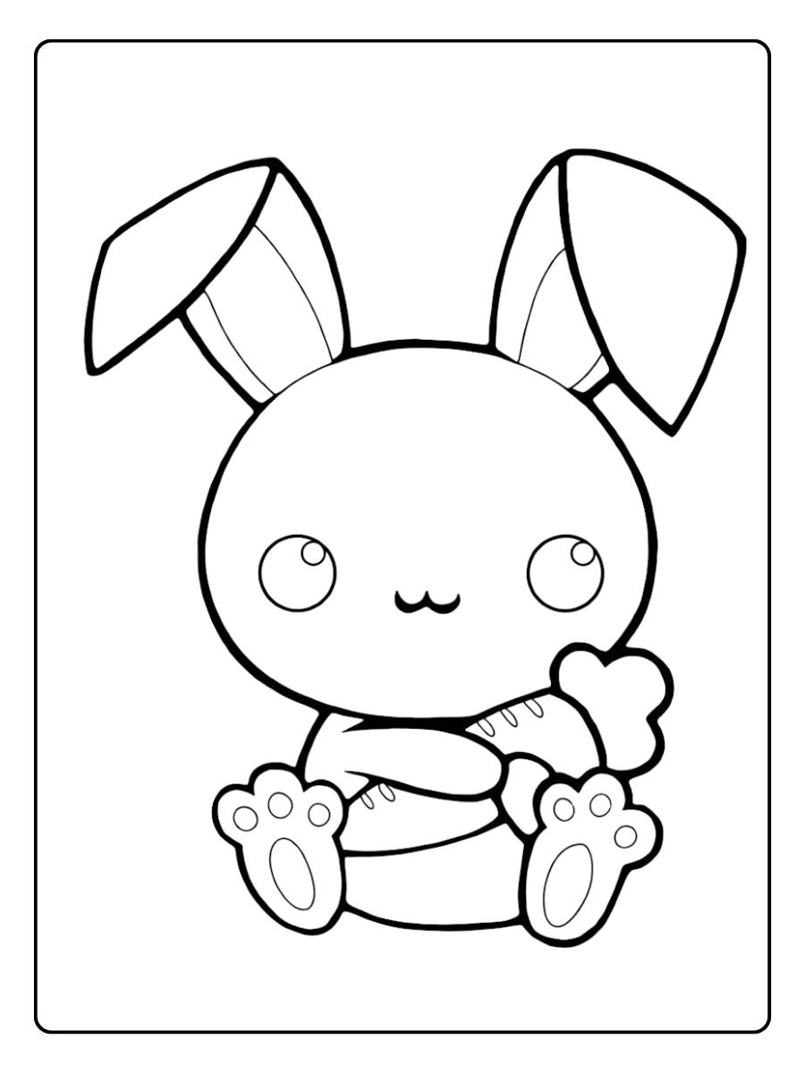 Coloriage Lapin Kawaii Avec Pâtisserie