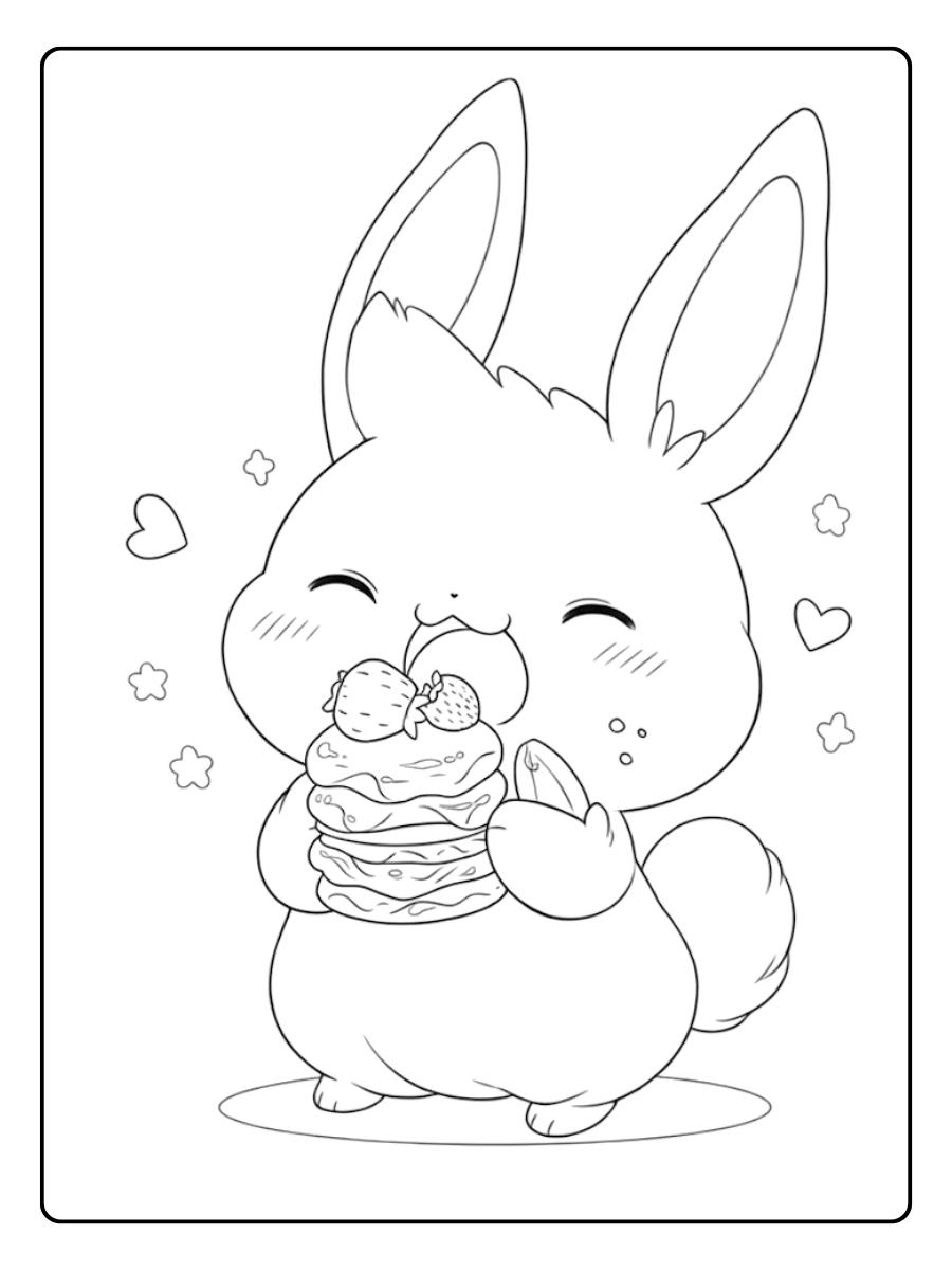 Coloriage Lapin Kawaii Gourmand