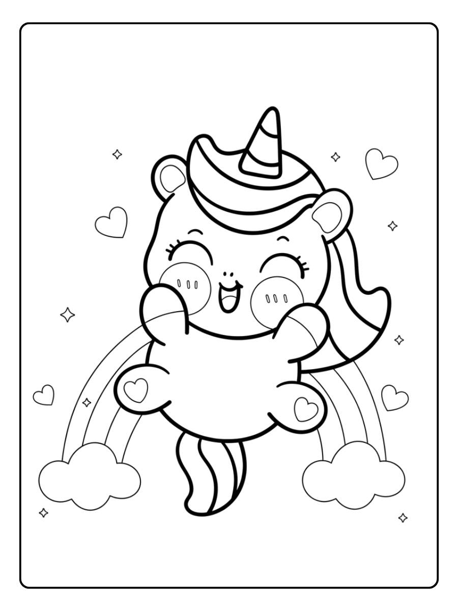Coloriage Licorne Kawaii Avec Crinière Longue