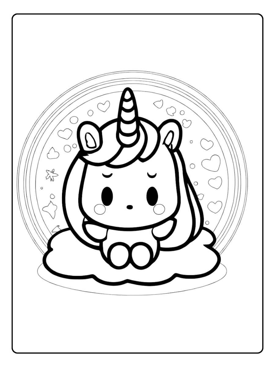 Coloriage Licorne Kawaii Simple