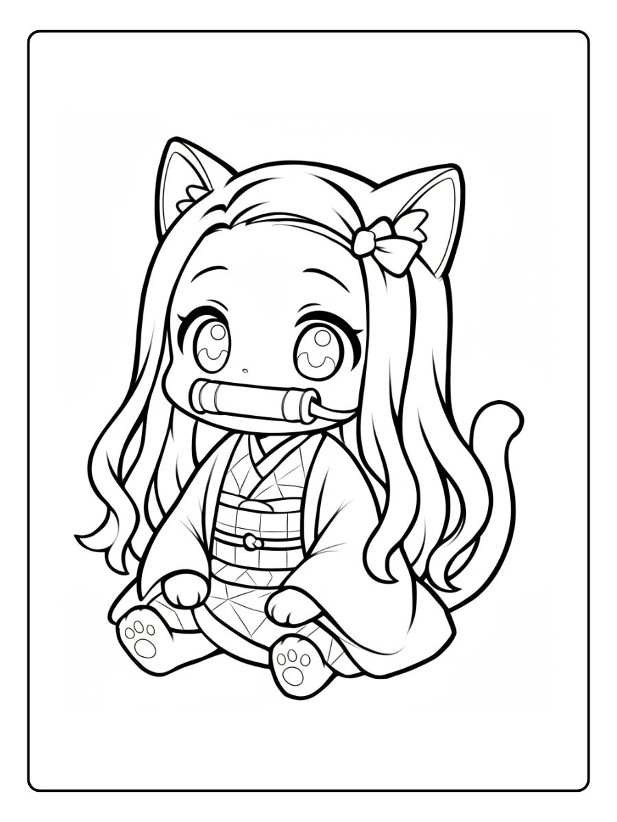 Coloriage Nezuko Kawaii (3)