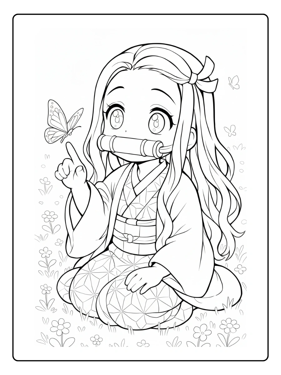 Coloriage Nezuko Kawaii (5)