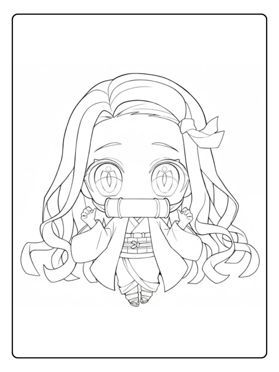 Coloriage Nezuko Kawaii Dessin Chibi Manga à Imprimer Facile