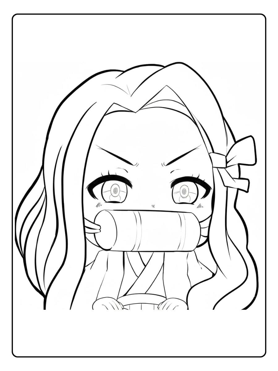 Coloriage Nezuko Kawaii Dessin Manga Chibi à Imprimer Simple