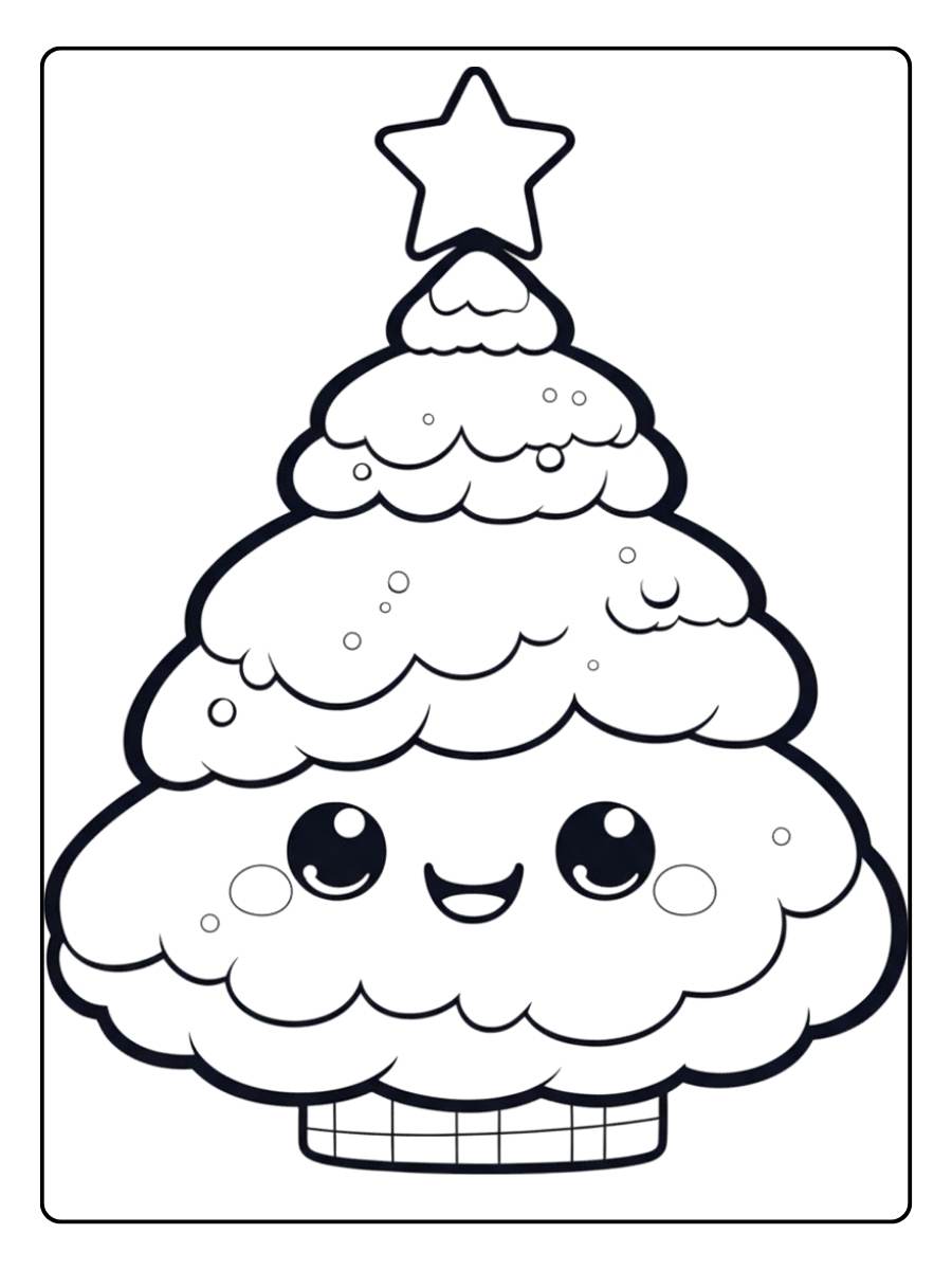 Coloriage Noel Kawaii La Course Joyeuse du Père Noël Mignon