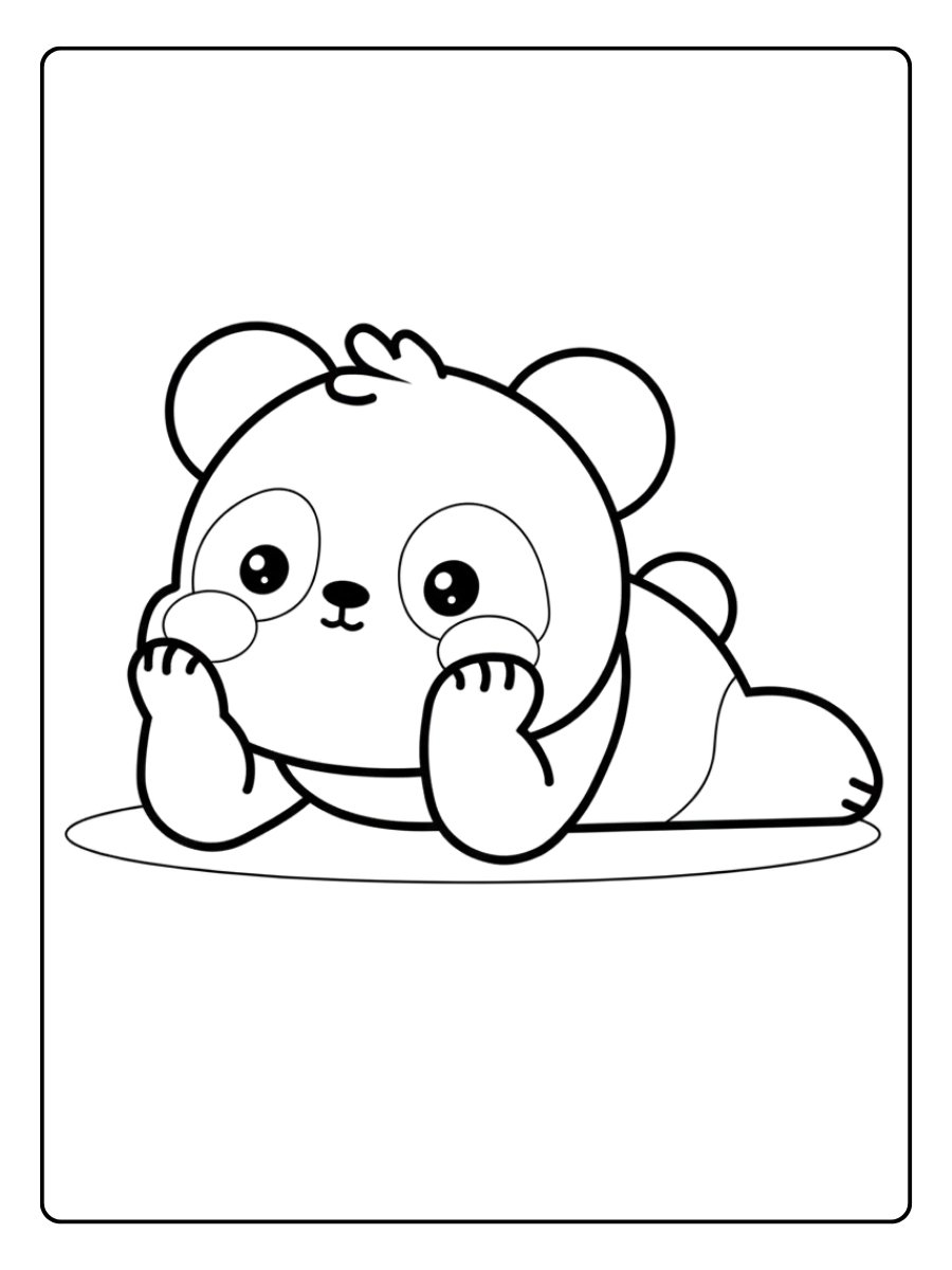 Coloriage Panda Kawaii Heureux Mangeur