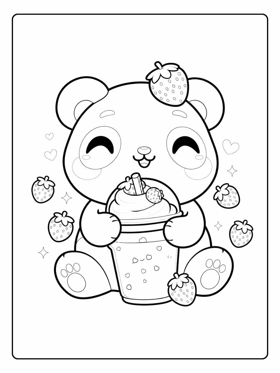Coloriage Panda Kawaii Heureux Simple