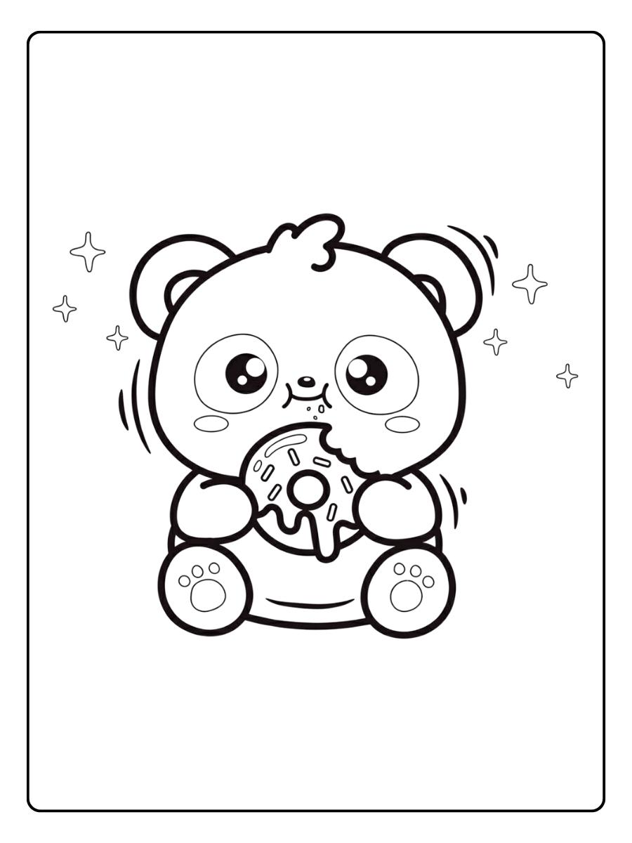 Coloriage Panda Kawaii Souriant Et Bambou