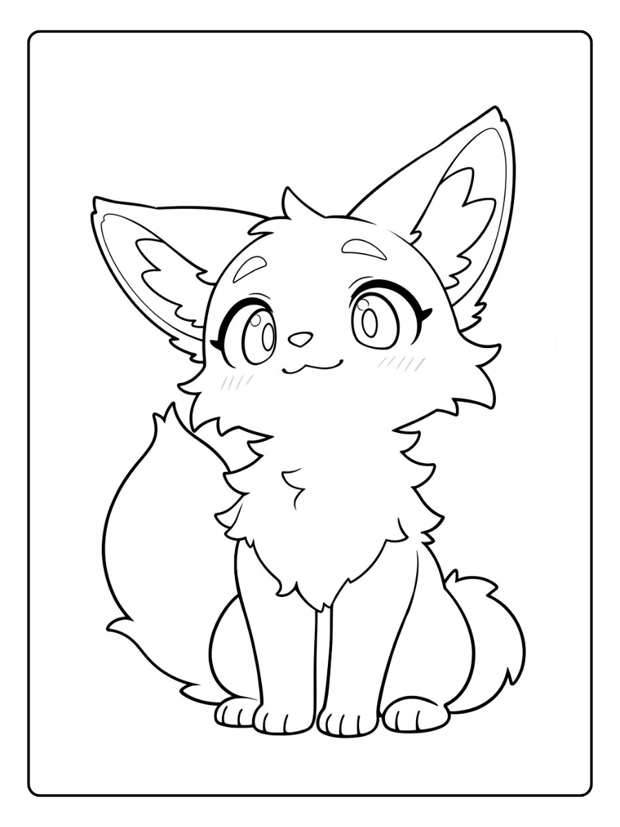 Coloriage Renard Kawaii (10)
