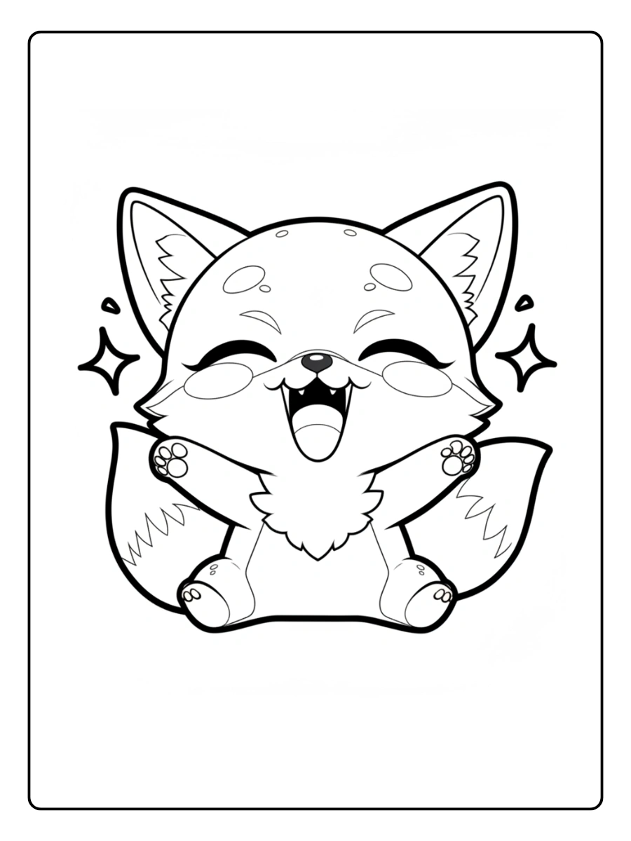 Coloriage Renard Kawaii (4)