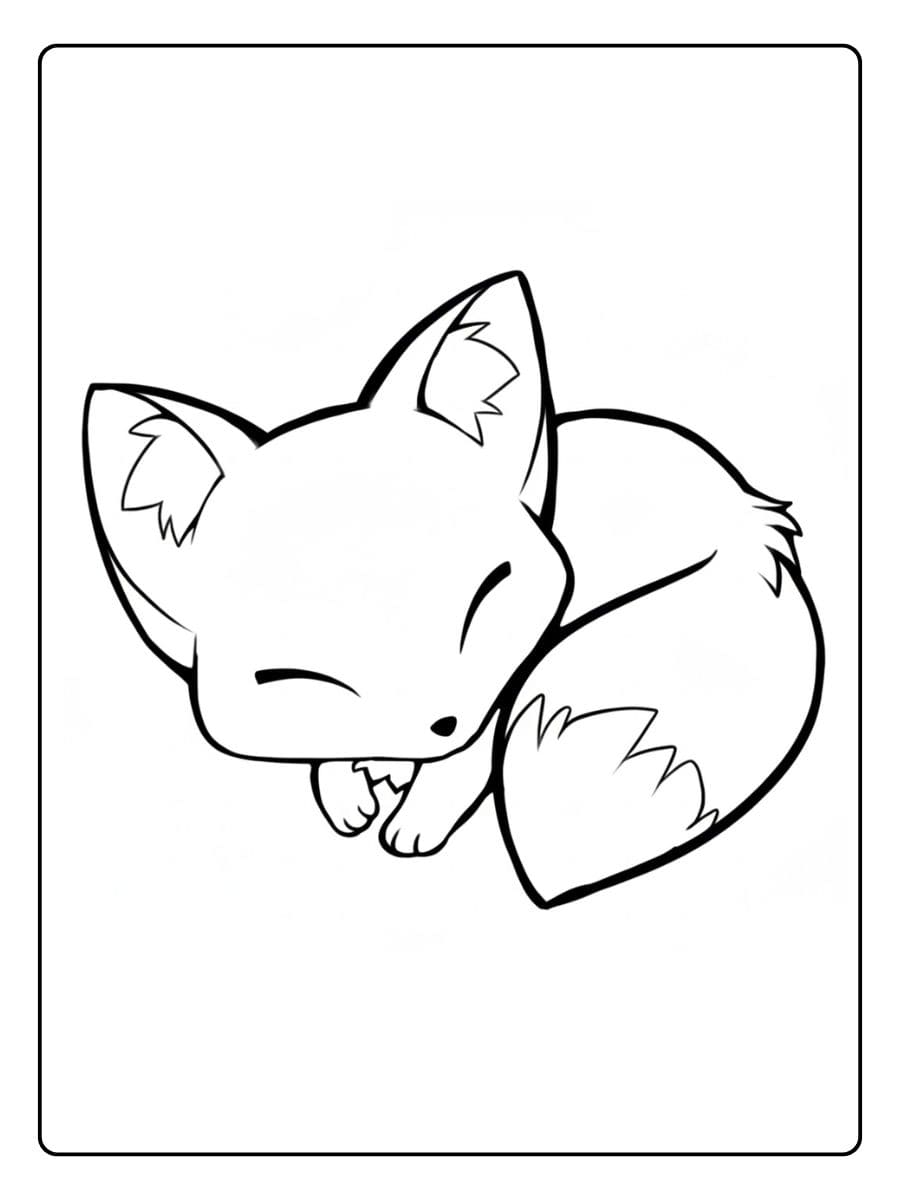 Coloriage Renard Kawaii Le Renardeau Endormi