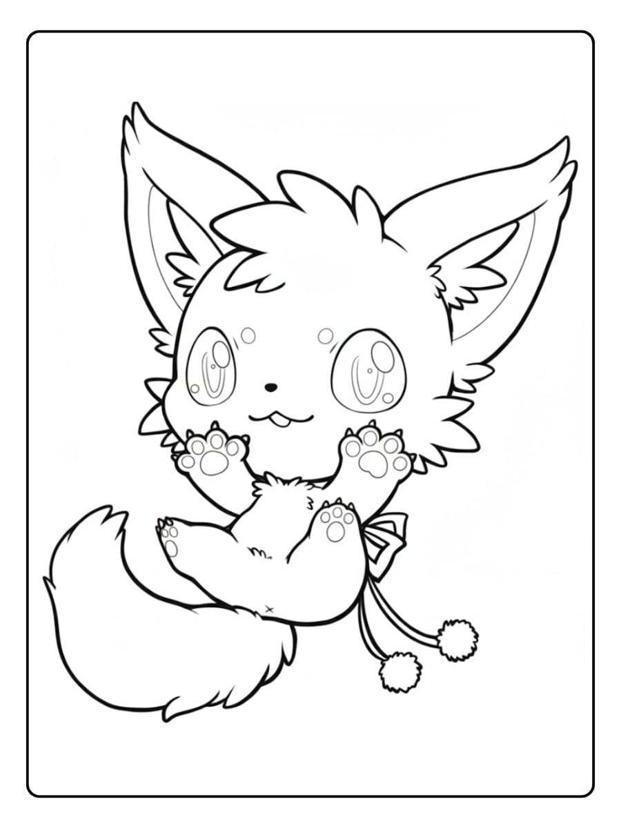 Coloriage Renard Kawaii Le Renardeau Joueur