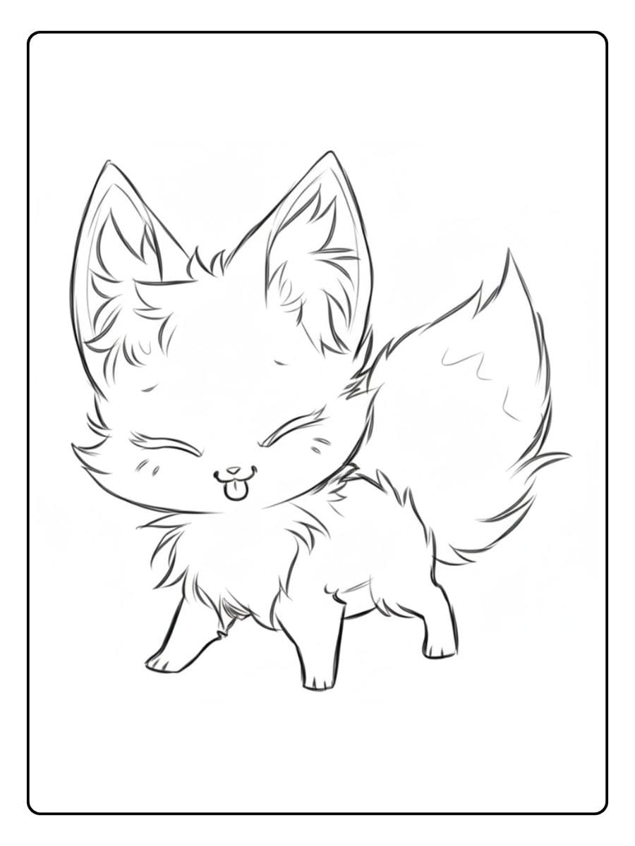 Coloriage Renard Kawaii Petit Renard Espiègle et Adorable