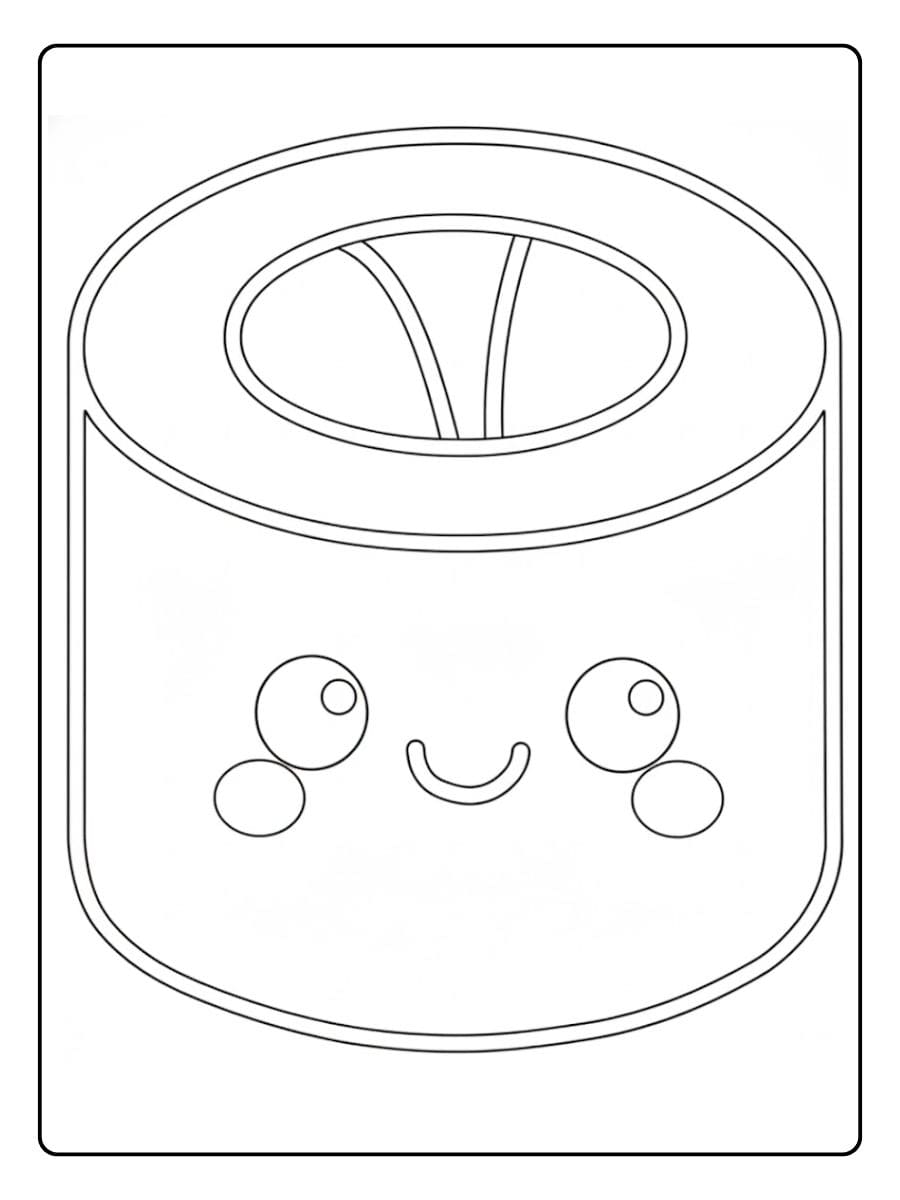 Coloriage Sushi Kawaii Maki Rigolo et Savoureux