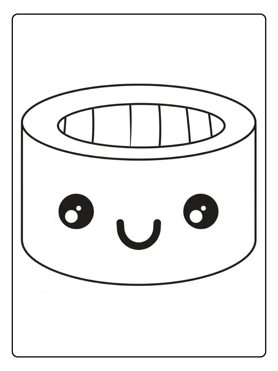 Coloriage Sushi Kawaii Maki Souriant