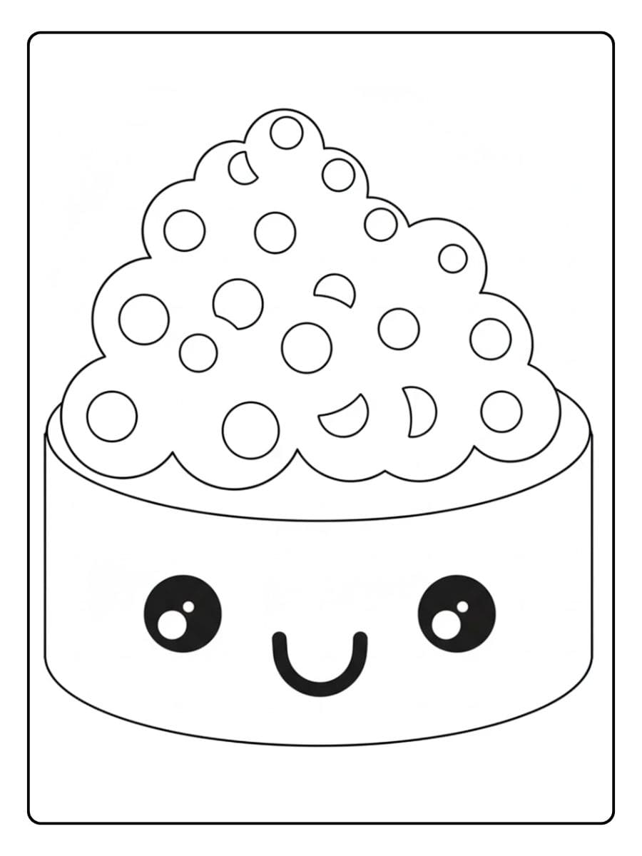 Coloriage Sushi Kawaii Maki aux Œufs de Poisson Mignons