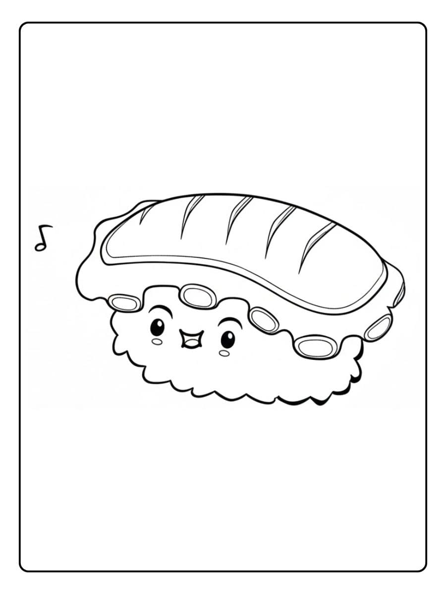 Coloriage Sushi Kawaii Nigiri Chantant