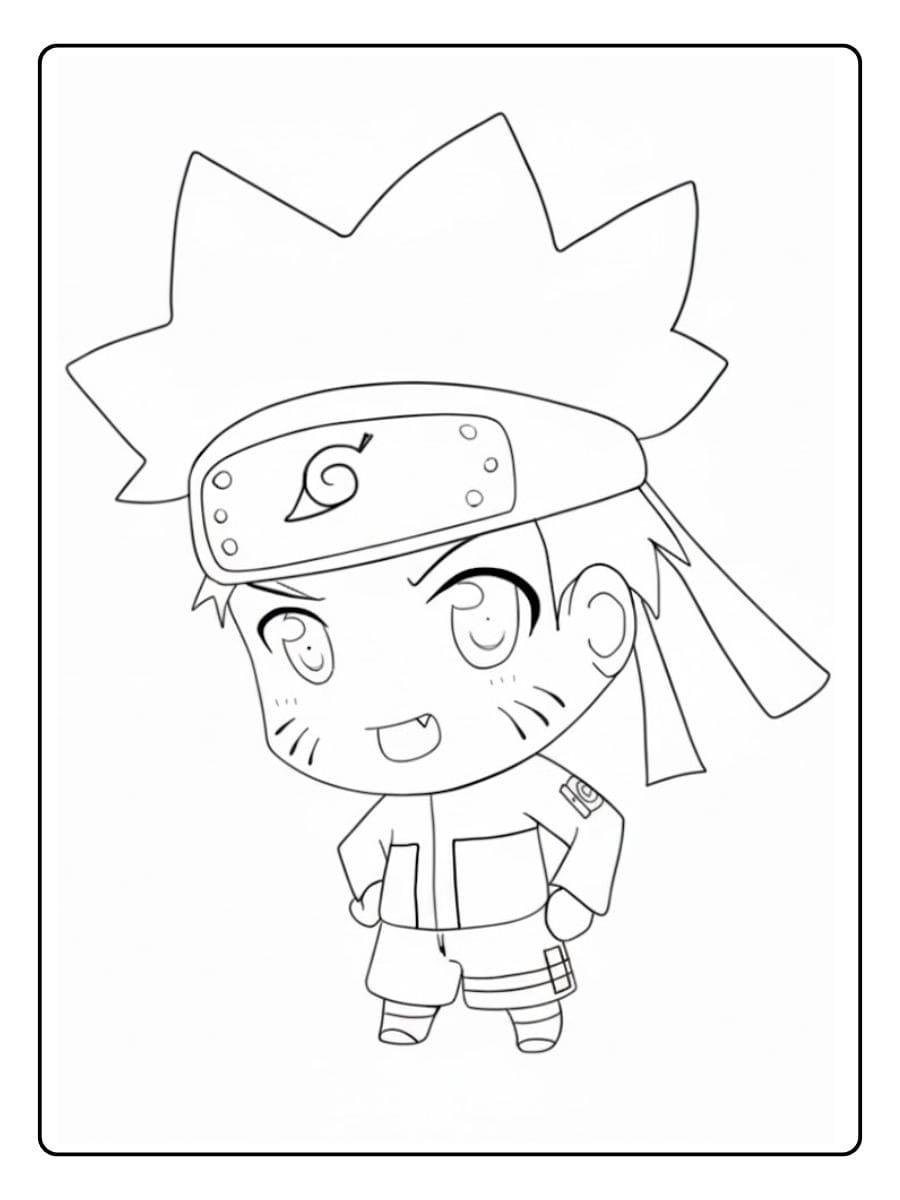 Coloriage de Naruto chibi (contours) Naruto Kawaii