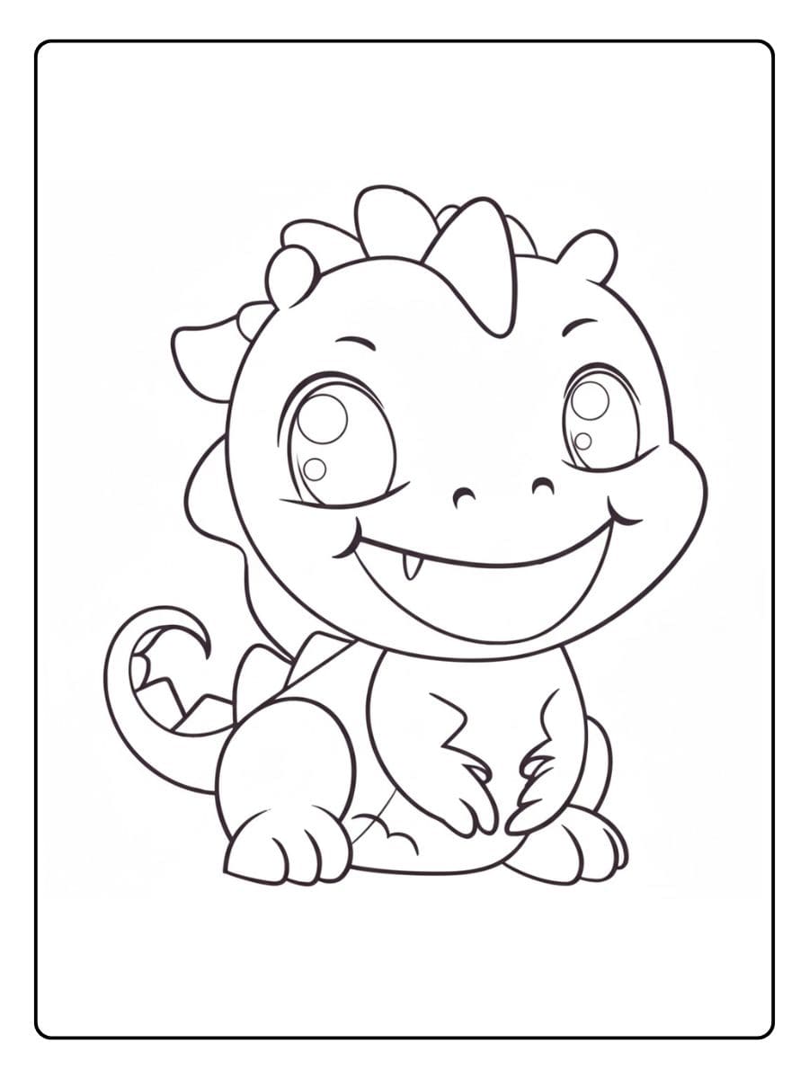 Coloriage dragon kawaii mignon et simple