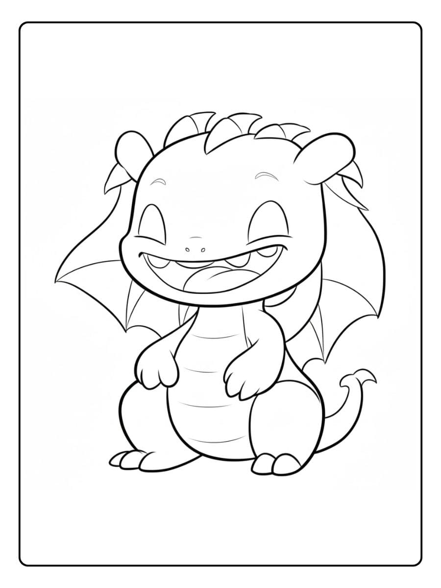 Coloriage facile Bébé dragon kawaii