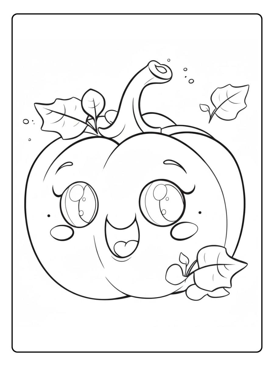 Coloriage kawaii de citrouille souriante mignonne au trait